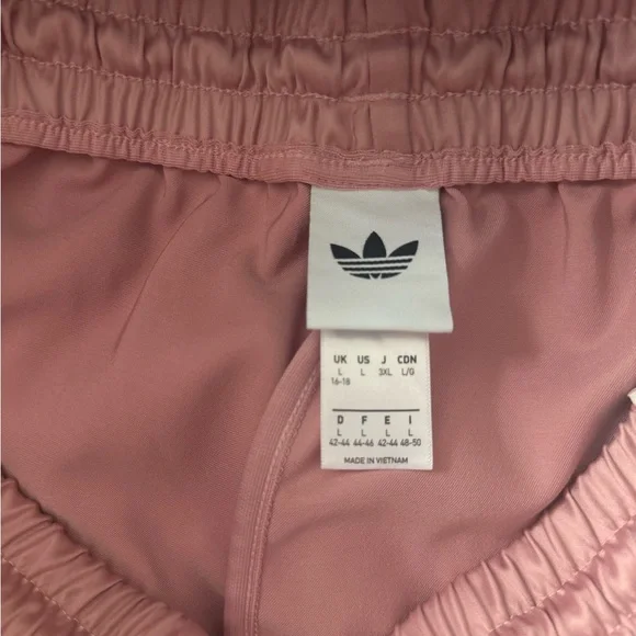 ADIDAS ORIGINALS SATIN WIDE LEG PANTS RUFFLE 3-STRIPES Women’s L New - Picture 10 of 11